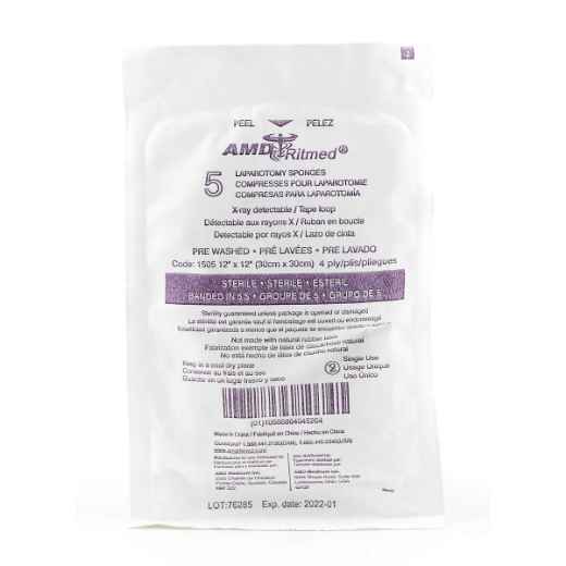 Picture of LAPARATOMY SPONGE STERILE 4ply 12in x 12in - 5/pkg