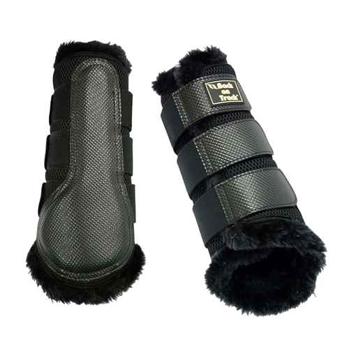 Picture of BACK ON TRACK EQUINE BRUSH BOOTS 3D MESH FUR BLACK SMALL- Pair