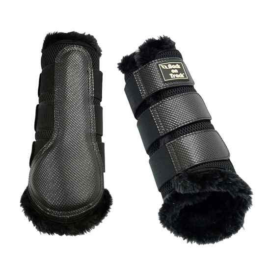 Picture of BACK ON TRACK EQUINE BRUSH BOOTS 3D MESH FUR BLACK MEDIUM - Pair