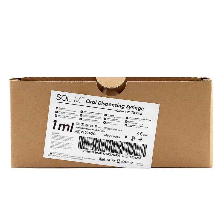 Picture of SOL-M ORAL DISPENSING SYRINGE CLEAR w/ CAP 1ml - 100s