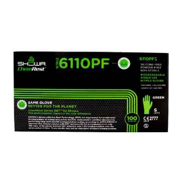 Show details for GLOVES EXAM SHOWA NITRILE BIODEGRADABLE GREEN SMALL - 100s(SU30) Picture of GLOVES EXAM SHOWA NITRILE BIODEGRADABLE GREEN SMALL - 100s(SU30)