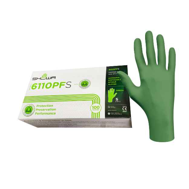 Picture of GLOVES EXAM SHOWA NITRILE BIODEGRADABLE GREEN SMALL - 100s(SU30)