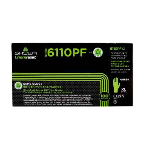 Picture of GLOVES EXAM SHOWA NITRILE BIODEGRADABLE GREEN  XLARGE - 100s(SU30)