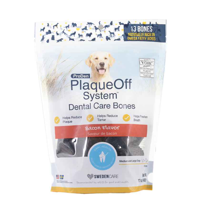 Picture of TREAT PLAQUEOFF DENTAL BONES Natural Bacon - 17oz / 482g