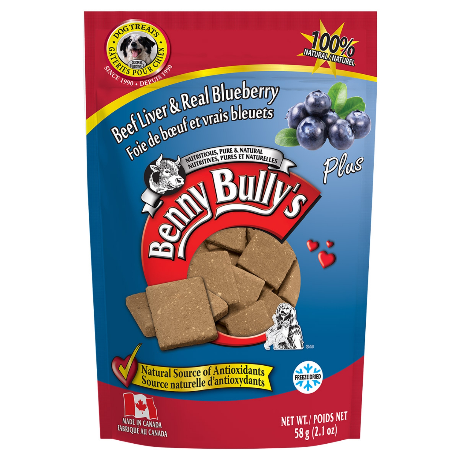 Picture of BENNY BULLY’S PLUS Freeze Dried Raw Beef Liver & Blueberry Dog Treats – 2.1oz/58g
