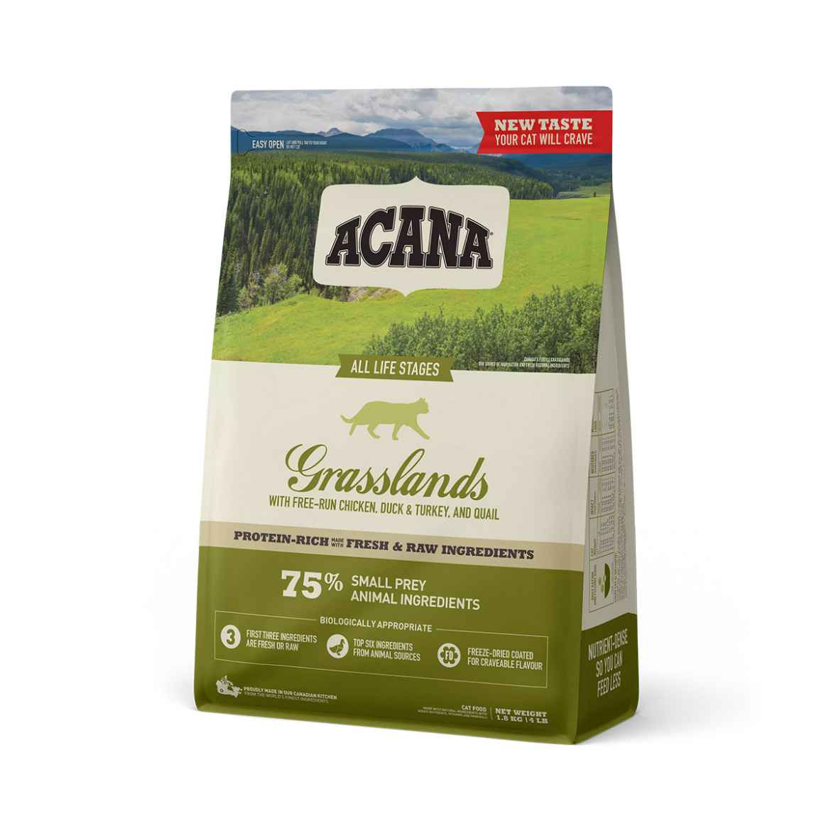 Picture of FELINE ACANA HIGHEST PROTEIN Grasslands Dry Food - 1.8kg/4lb