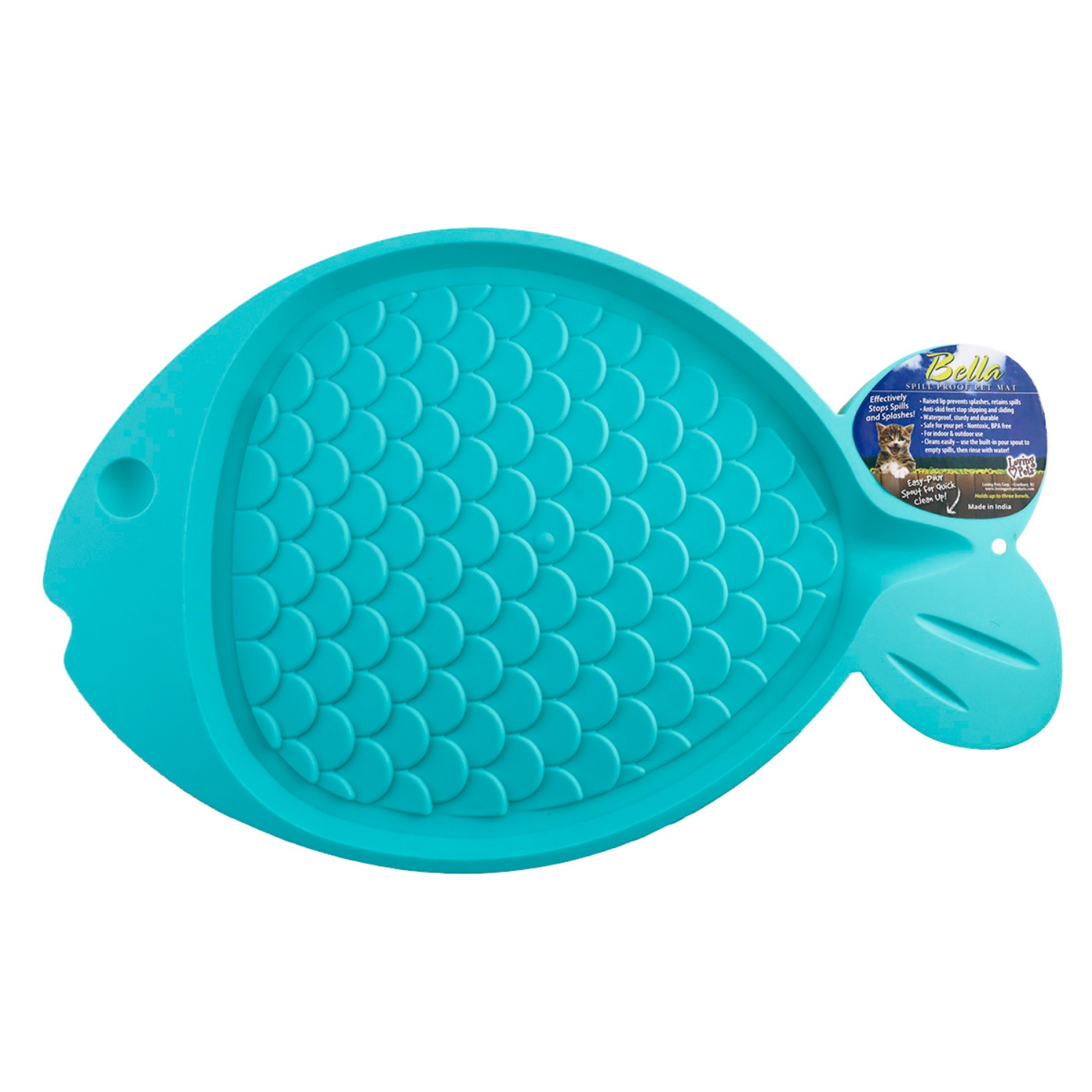 Picture of Bella Spill Proof Cat Fish Shaped Mat - Green
