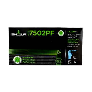 Show details for GLOVES EXAM SHOWA NITRILE BIODEGRADABLE BLUE SMALL - 200's Picture of GLOVES EXAM SHOWA NITRILE BIODEGRADABLE BLUE SMALL - 200's