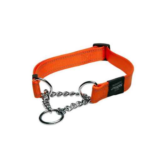 Picture of COLLAR CANINE ROGZ SNAKE OBEDIENCE HALF CHECK Orange - 5/8in x 12-18in