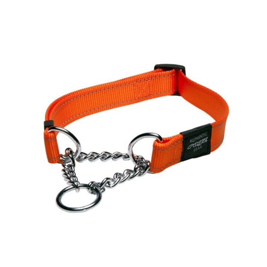 Picture of COLLAR CANINE ROGZ SNAKE OBEDIENCE HALF CHECK Orange - 5/8in x 12-18in