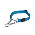 Picture of COLLAR CANINE ROGZ SNAKE OBEDIENCE HALF CHECK Turquoise - 5/8in x 12-18in