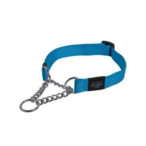 Picture of COLLAR CANINE ROGZ SNAKE OBEDIENCE HALF CHECK Turquoise - 5/8in x 12-18in