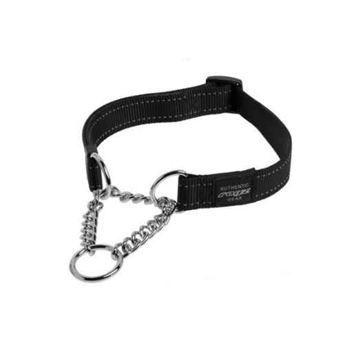 Picture of COLLAR CANINE ROGZ LUMBERJACK OBEDIENCE HALF CHECK Black - 1in x 18-27.5in