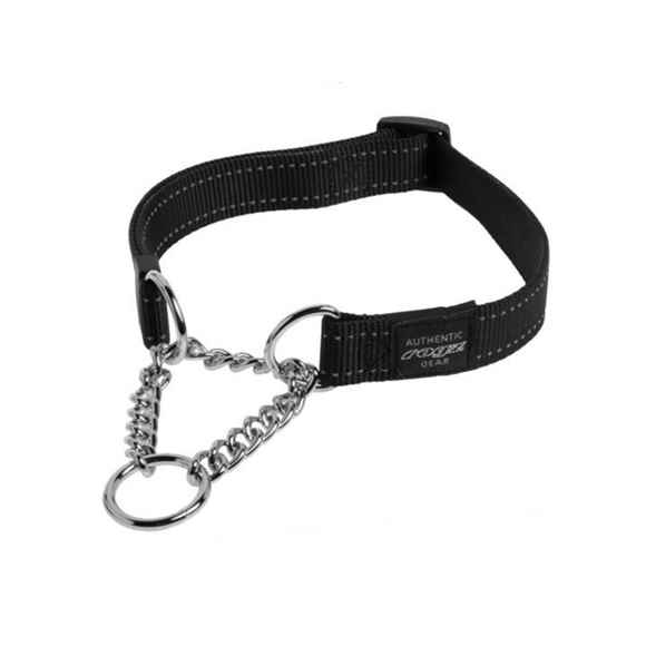 Picture of COLLAR CANINE ROGZ LUMBERJACK OBEDIENCE HALF CHECK Black - 1in x 18-27.5in