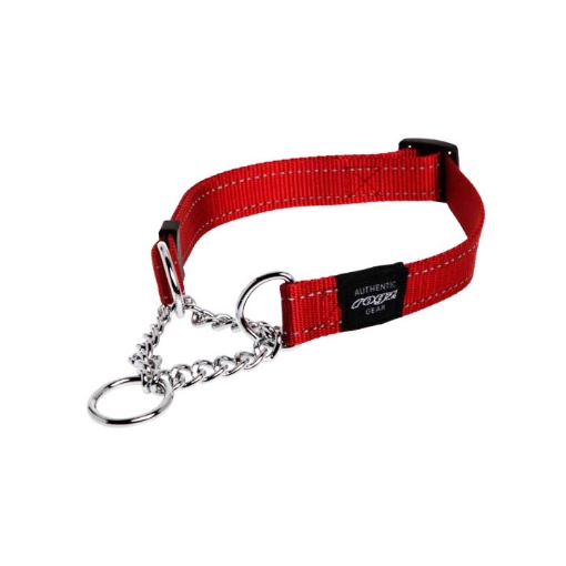 Picture of COLLAR CANINE ROGZ LUMBERJACK OBEDIENCE HALF CHECK Red - 1in x 18-27.5in