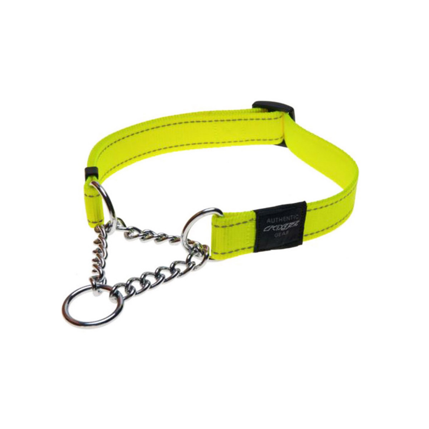 Picture of COLLAR CANINE ROGZ LUMBERJACK OBEDIENCE HALF CHECK Dayglo Yellow - 1in x 18-27.5in