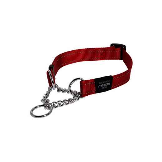 Picture of COLLAR CANINE ROGZ SNAKE OBEDIENCE HALF CHECK Red - 5/8in x 12-18in