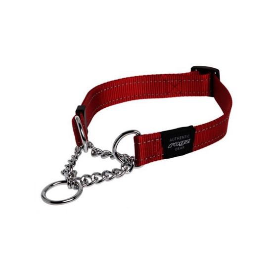 Picture of COLLAR CANINE ROGZ SNAKE OBEDIENCE HALF CHECK Red - 5/8in x 12-18in