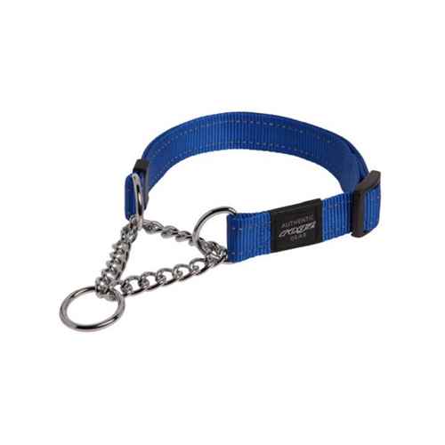 Picture of COLLAR CANINE ROGZ SNAKE OBEDIENCE HALF CHECK Blue - 5/8in x 12-18in