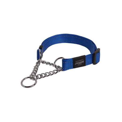 Picture of COLLAR CANINE ROGZ SNAKE OBEDIENCE HALF CHECK Blue - 5/8in x 12-18in