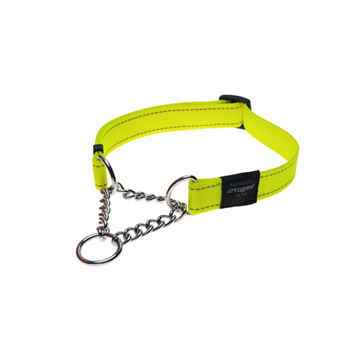 Picture of COLLAR ROGZ FANBELT OBEDIENCE HALF CHECK Dayglo Yellow - 3/4in x 13-22in(d)