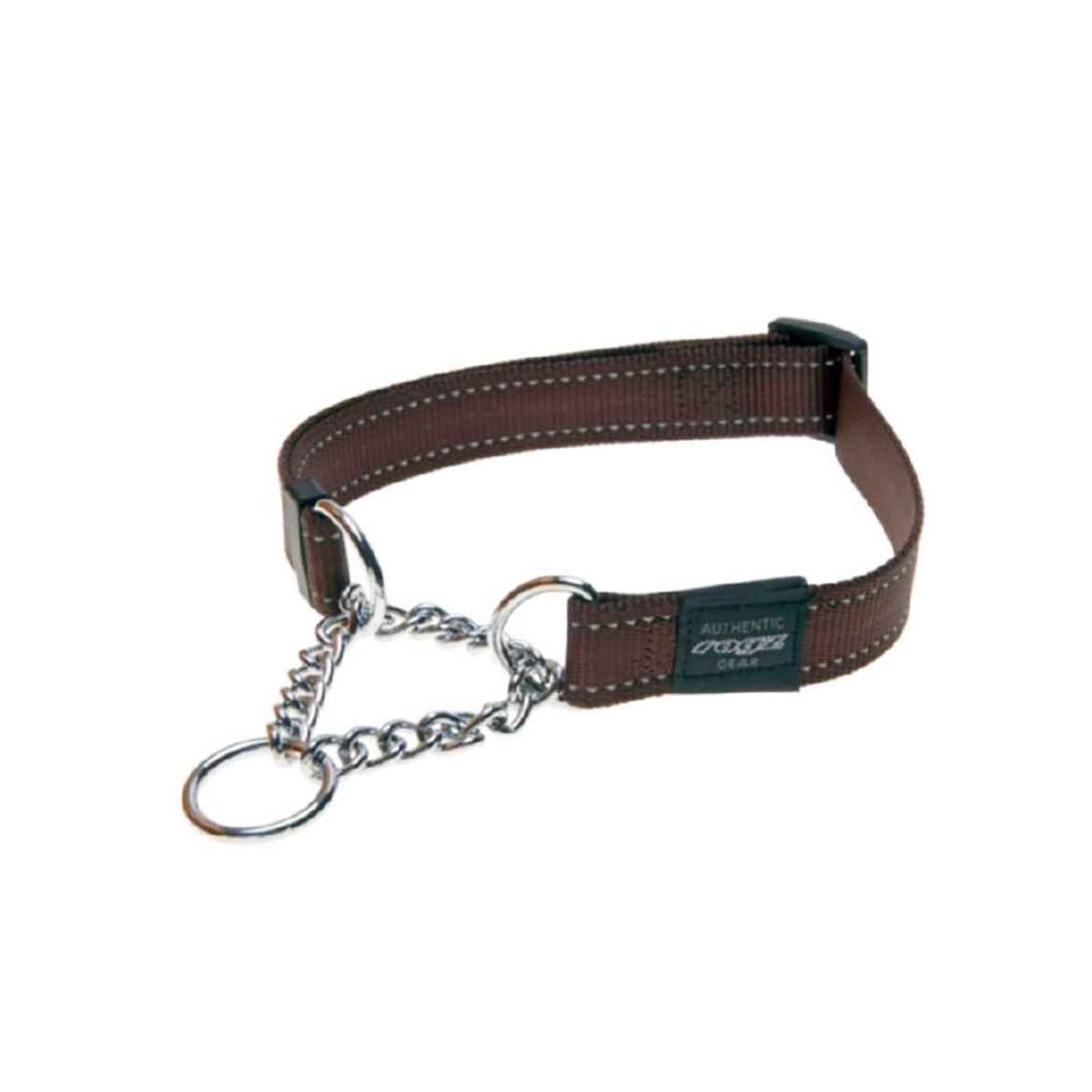 Picture of COLLAR CANINE ROGZ LUMBERJACK OBEDIENCE HALF CHECK Chocolate - 1in x 18-27.5in