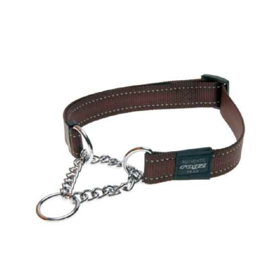 Picture of COLLAR CANINE ROGZ LUMBERJACK OBEDIENCE HALF CHECK Chocolate - 1in x 18-27.5in