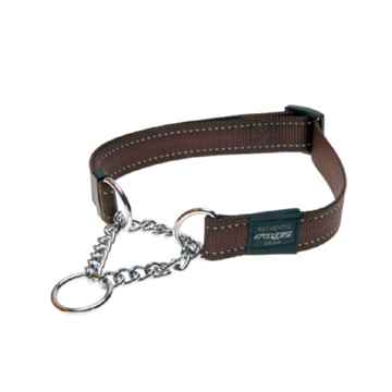 Picture of COLLAR ROGZ FANBELT OBEDIENCE HALF CHECK Chocolate - 3/4in x 13-22in(d)