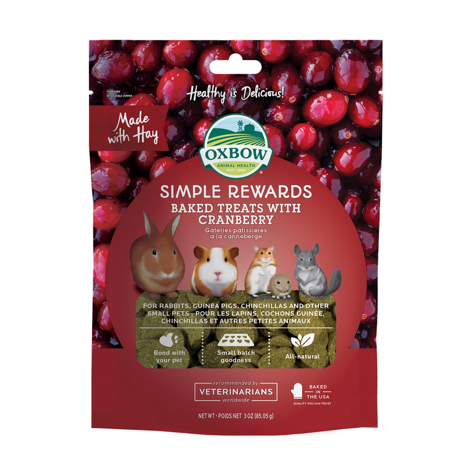 Picture of OXBOW SIMPLE REWARDS BAKED TREATS with CRANBERRY - 85.05g/3oz