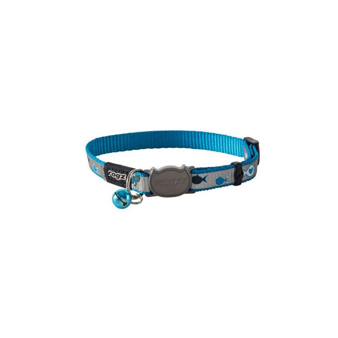 Picture of COLLAR FELINE ROGZ BREAK AWAY REFLECTOCAT Adjustable Blue Fish - 1/4in x 6-9in