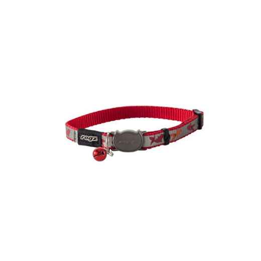 Picture of COLLAR FELINE ROGZ BREAK AWAY REFLECTOCAT Adjustable Red Fish - 1/4in x 6-9in