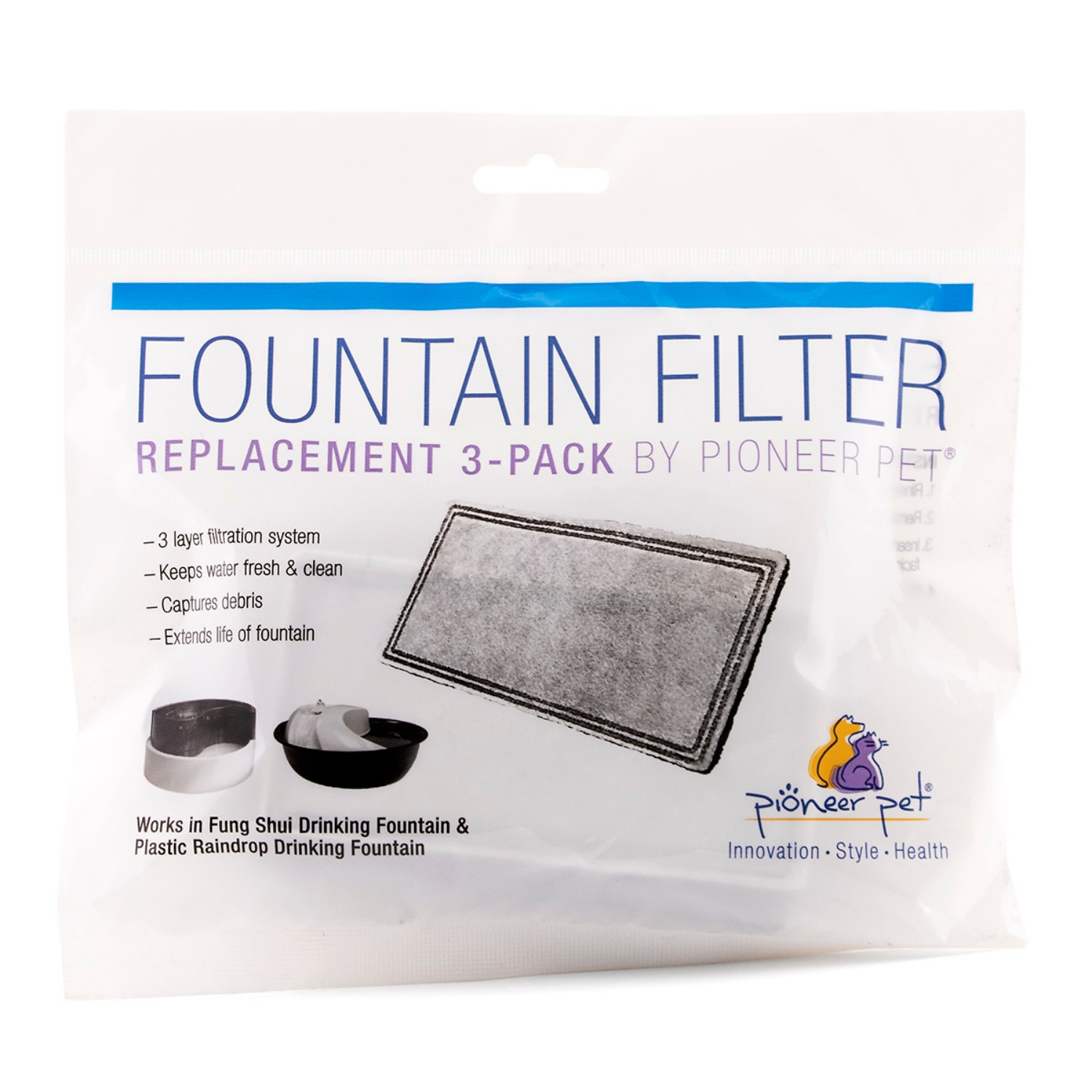 Picture of Pioneer Pet Plastic Drinking Fountain Repl Filters - 3/Pk