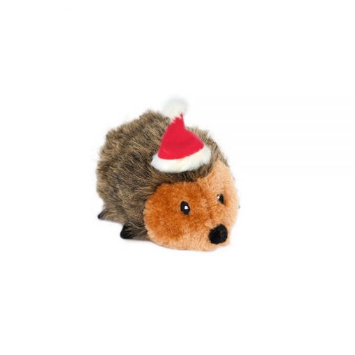 Picture of XMAS HOLIDAY CANINE ZIPPYPAWS Plush Hedgehog w/ Hat - Small 