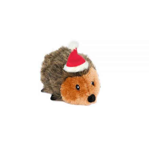 Picture of XMAS HOLIDAY CANINE ZIPPYPAW Plush Hedgehog w/ Hat - Small 