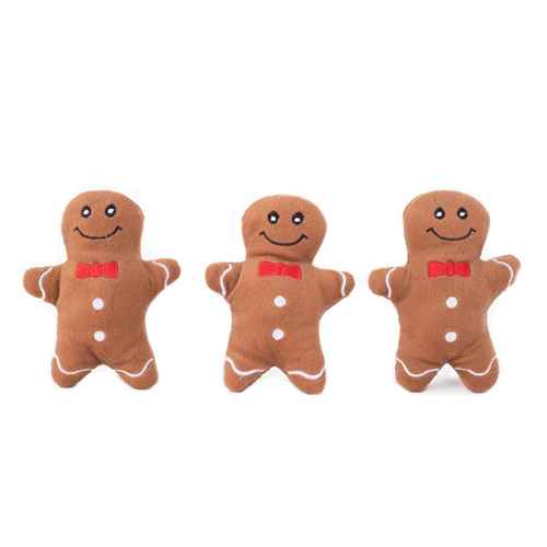 Picture of XMAS HOLIDAY CANINE ZIPPYPAWS Holiday Miniz Gingerbread Men - 3/pk 