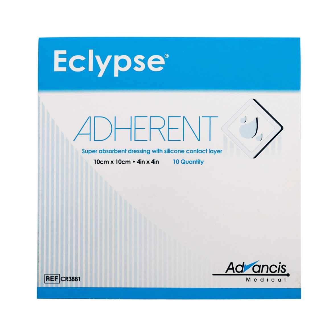 Picture of ECLYPSE ADHERENT SUPER ABSORBENT DRESSING 10cm x 10cm - 10's