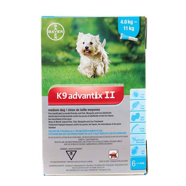 Picture of K9 ADVANTIX II TEAL 6 x 1.0 ml DOGS 4.6kg - 11kg (su12)