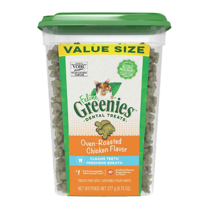 Picture of GREENIE FELINE DENTAL TREAT Oven Roasted Chicken - 9.75oz/277g tub