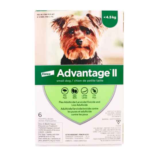 Picture of ADVANTAGE II GREEN 6 x 0.4ml DOGS UNDER 4.5kg - 6's (su12)