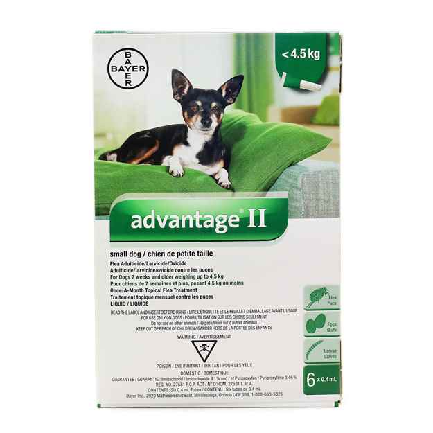 Picture of ADVANTAGE II GREEN 6 x 0.4ml DOGS UNDER 4.5kg - 6's (su12)