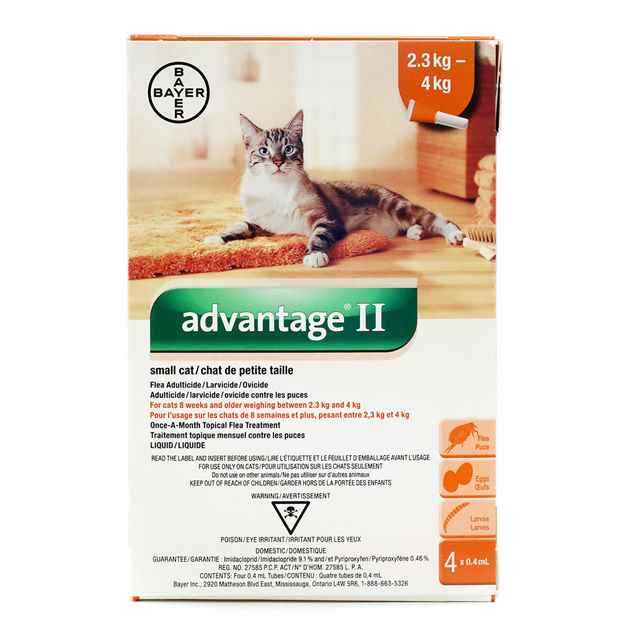 Picture of ADVANTAGE II ORANGE 4 x 0.4ml CATS UNDER 4KG (su 12)