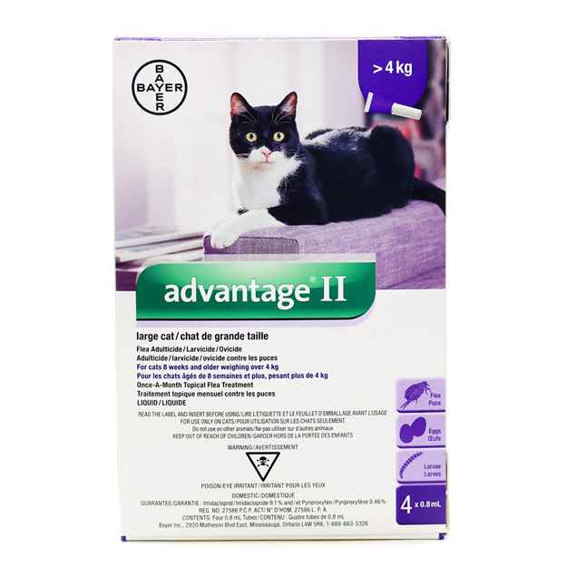 Picture of ADVANTAGE II PURPLE 4 x 0.8ml CATS OVER 4KG (su 12)