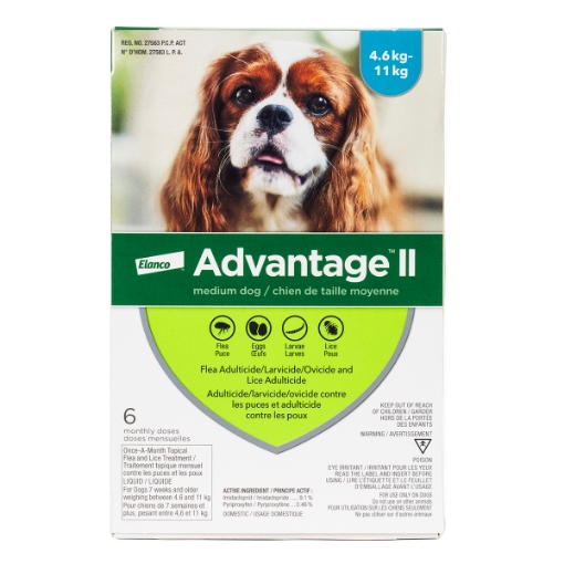 Picture of ADVANTAGE II TEAL 6x1ml DOG 4.6kg - 11kg - 6's (su12)