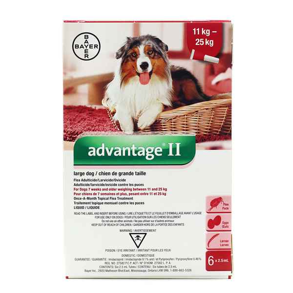 Picture of ADVANTAGE II RED 6 x 2.5ml DOGS 11kg - 25kg  (su12)