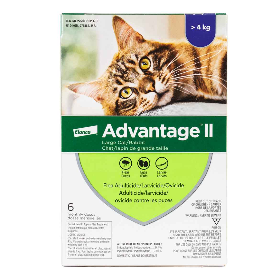 Picture of ADVANTAGE II PURPLE 6 x 0.8ml CATS OVER 4KG (su12)