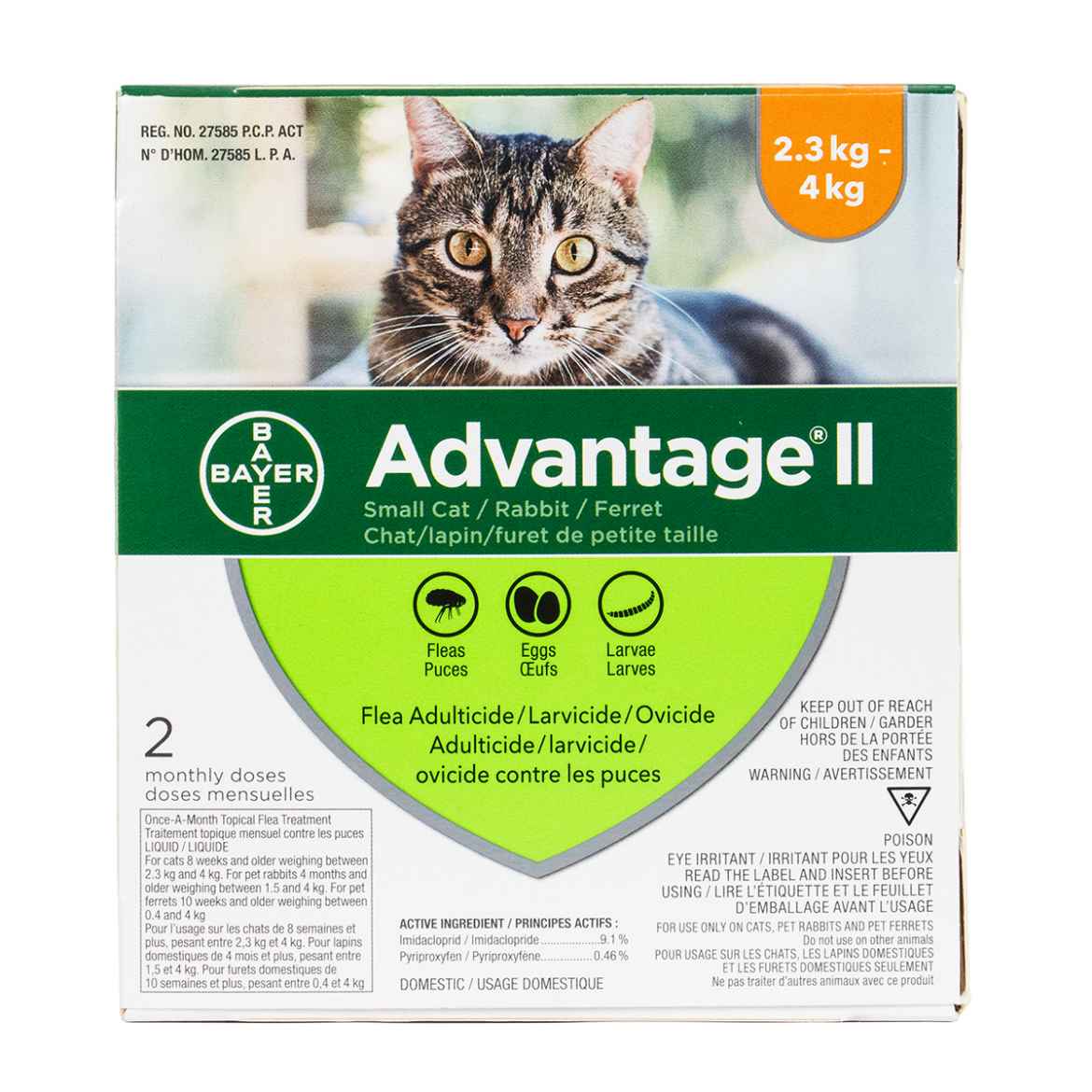 Picture of ADVANTAGE II FELINE SMALL CAT (2.3-4kg) 2 monthly doses(su24)