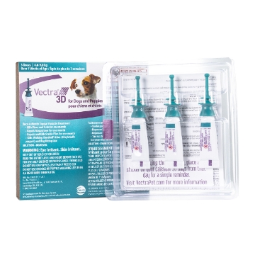 Show details for VECTRA 3D FOR DOGS & PUPPIES 4.6 - 9.0kg - 3 doses (su12) Picture of VECTRA 3D FOR DOGS & PUPPIES 4.6 - 9.0kg - 3 doses (su12)