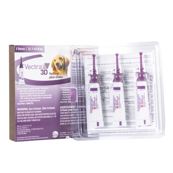 Picture of VECTRA 3D FOR DOGS & PUPPIES 25.1 - 43kg - 3 doses (su12)