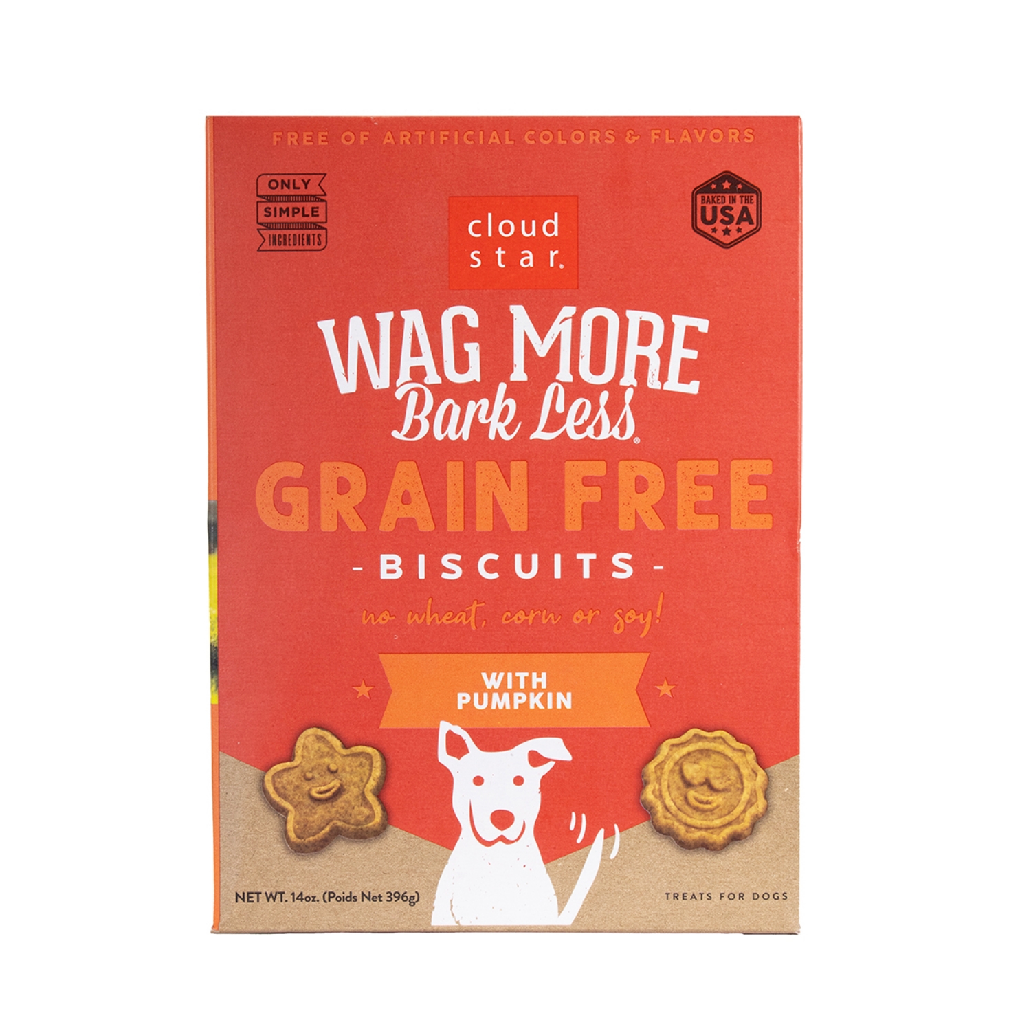 Picture of CLOUD STAR Wag More Oven Baked Grain Free Dog Biscuits - Pumpkin - 14oz/396g