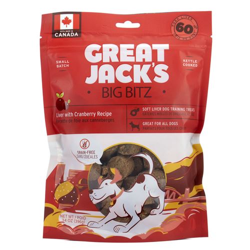 Picture of TREAT CANINE GREAT JACKS SOFT&CHEWY BIG BITZ GF PORK LIVER & CRANBERRY - 396g/14oz